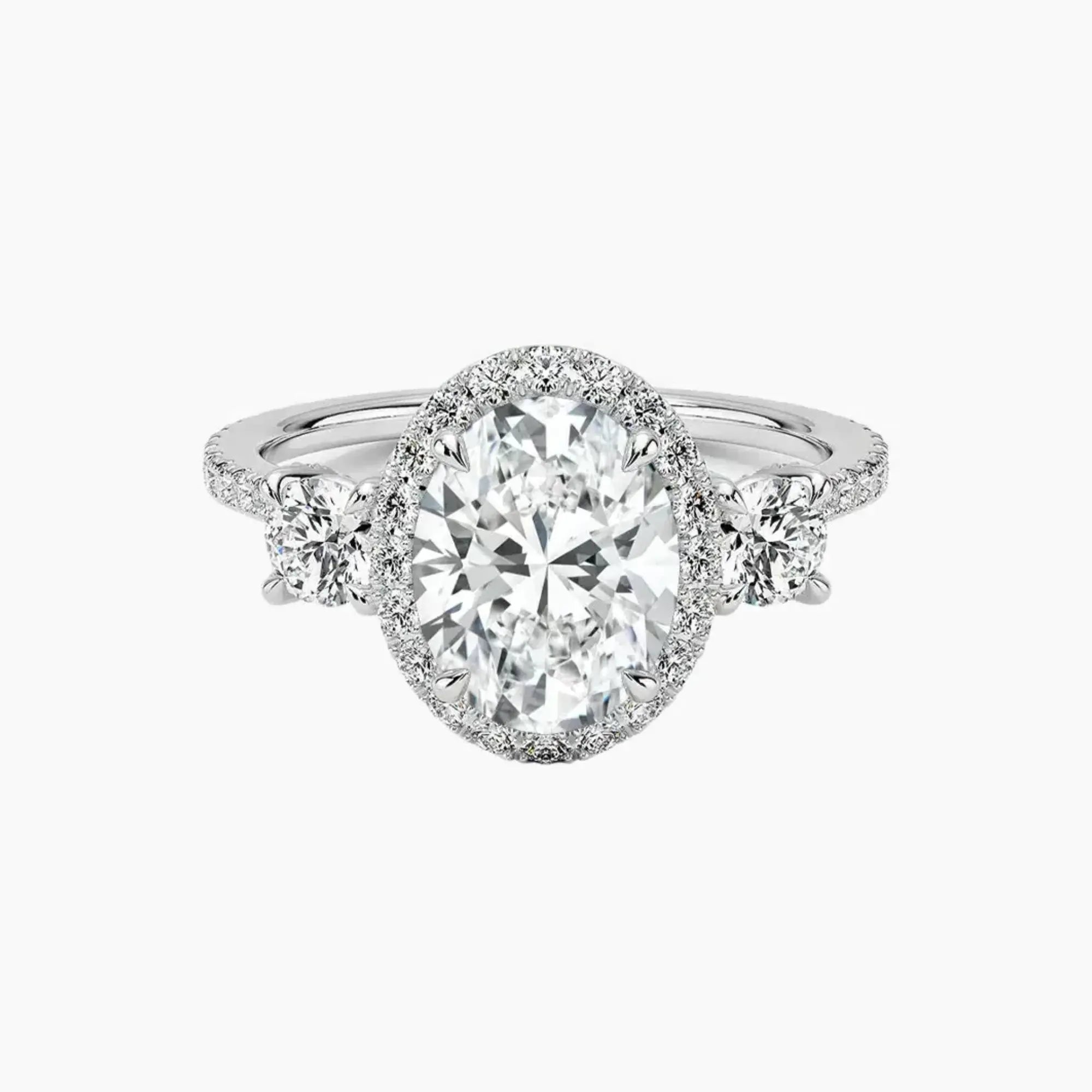 Brielle Oval Hidden Halo 2 Carat Lab Grown Diamond Engagement Ring in 14K White Gold