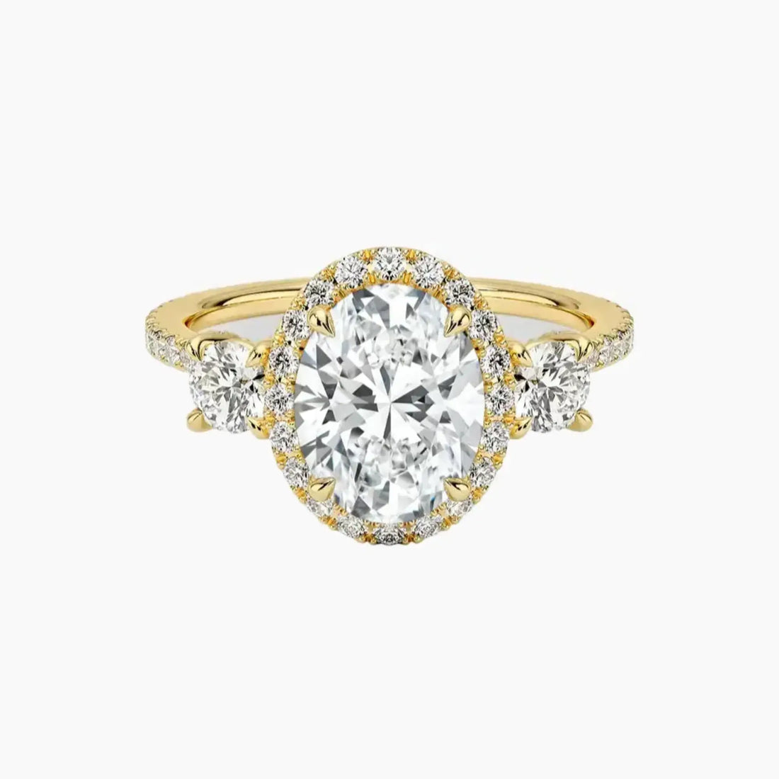 Brielle Oval Hidden Halo 2 Carat Lab Grown Diamond Engagement Ring in 14K Rose Gold