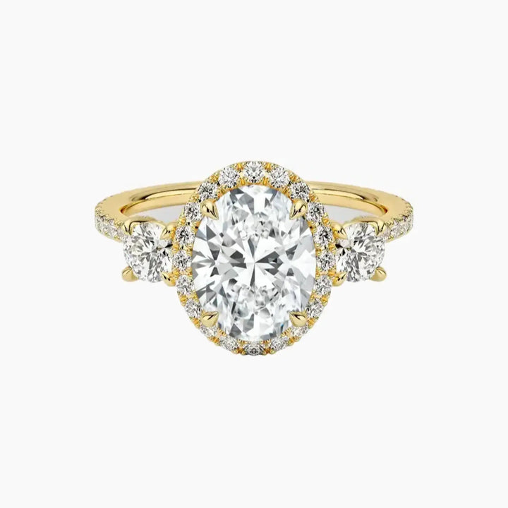 Brielle Oval Hidden Halo 3 Carat Lab Grown Diamond Engagement Ring in 18K Yellow Gold