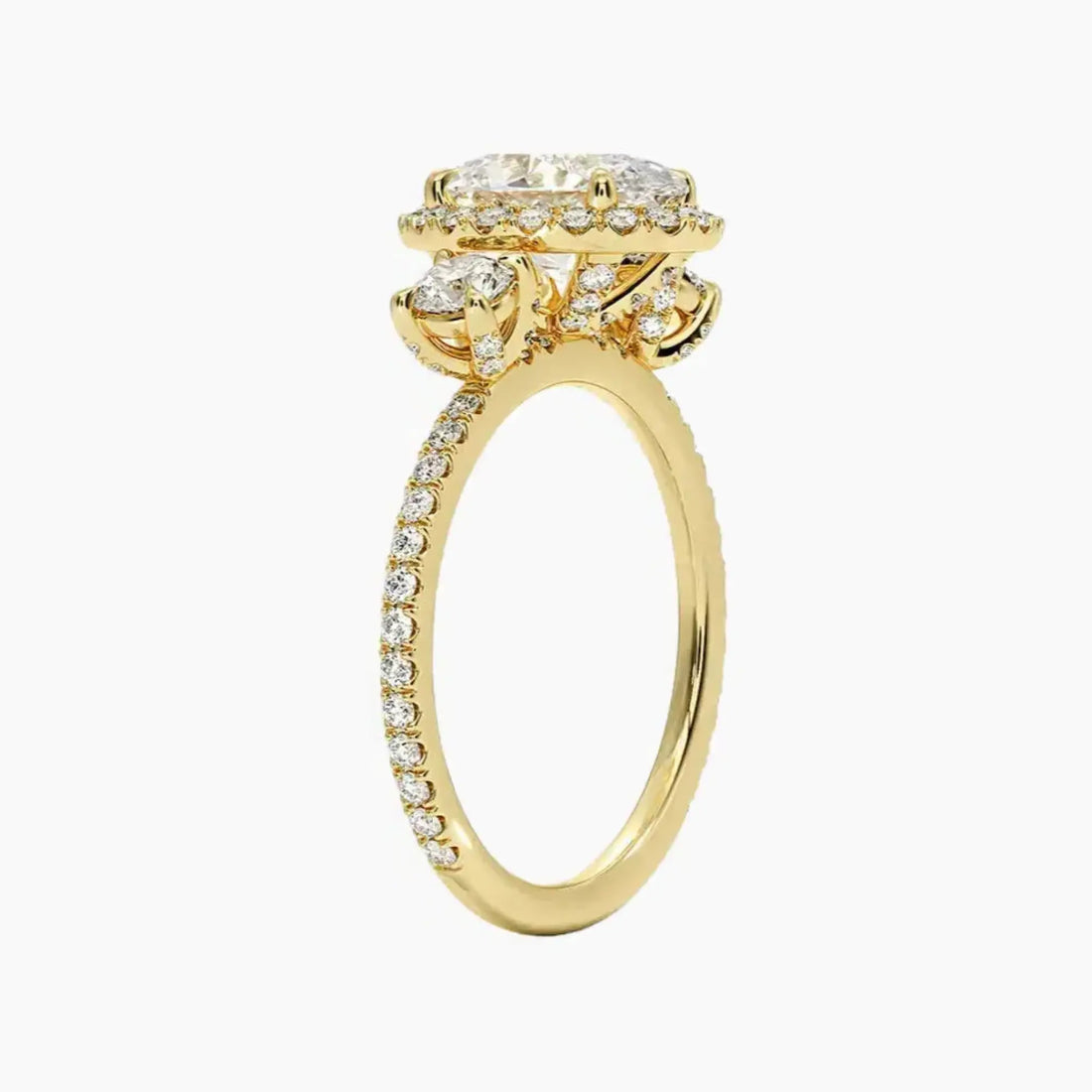 Brielle Oval Hidden Halo Diamond Ring Setting in 18K White Gold
