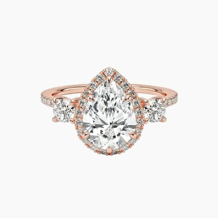 Brielle Pear Hidden Halo 1 Carat Lab Grown Diamond Engagement Ring in 14K Rose Gold