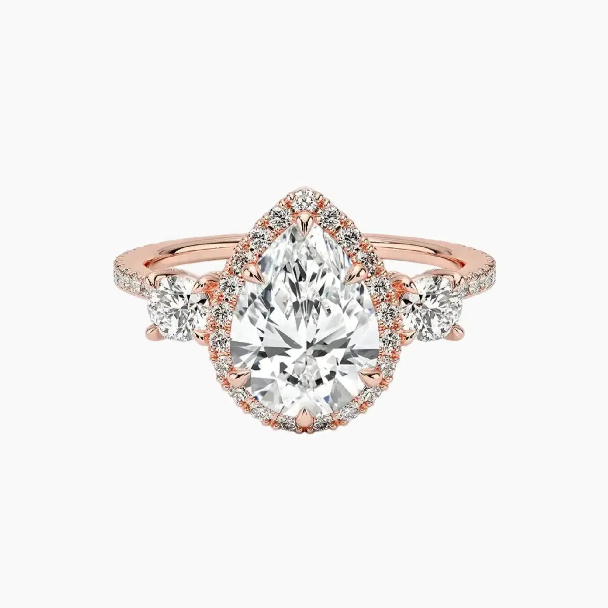 Brielle Pear Hidden Halo 1.5 Carat Lab Grown Diamond Engagement Ring in 14K Yellow Gold