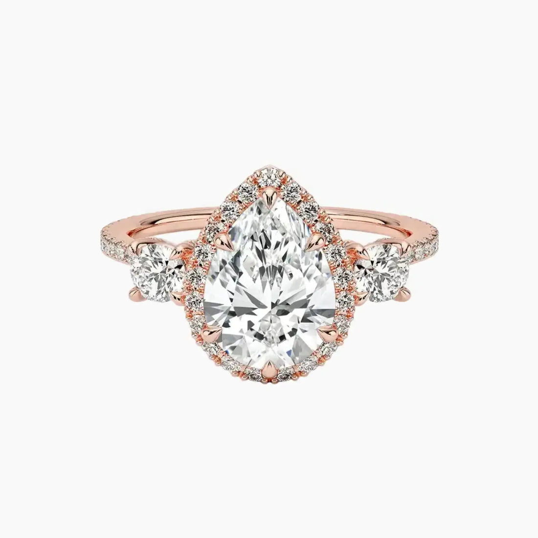 Brielle Pear Hidden Halo 1.5 Carat Lab Grown Diamond Engagement Ring in 14K Yellow Gold