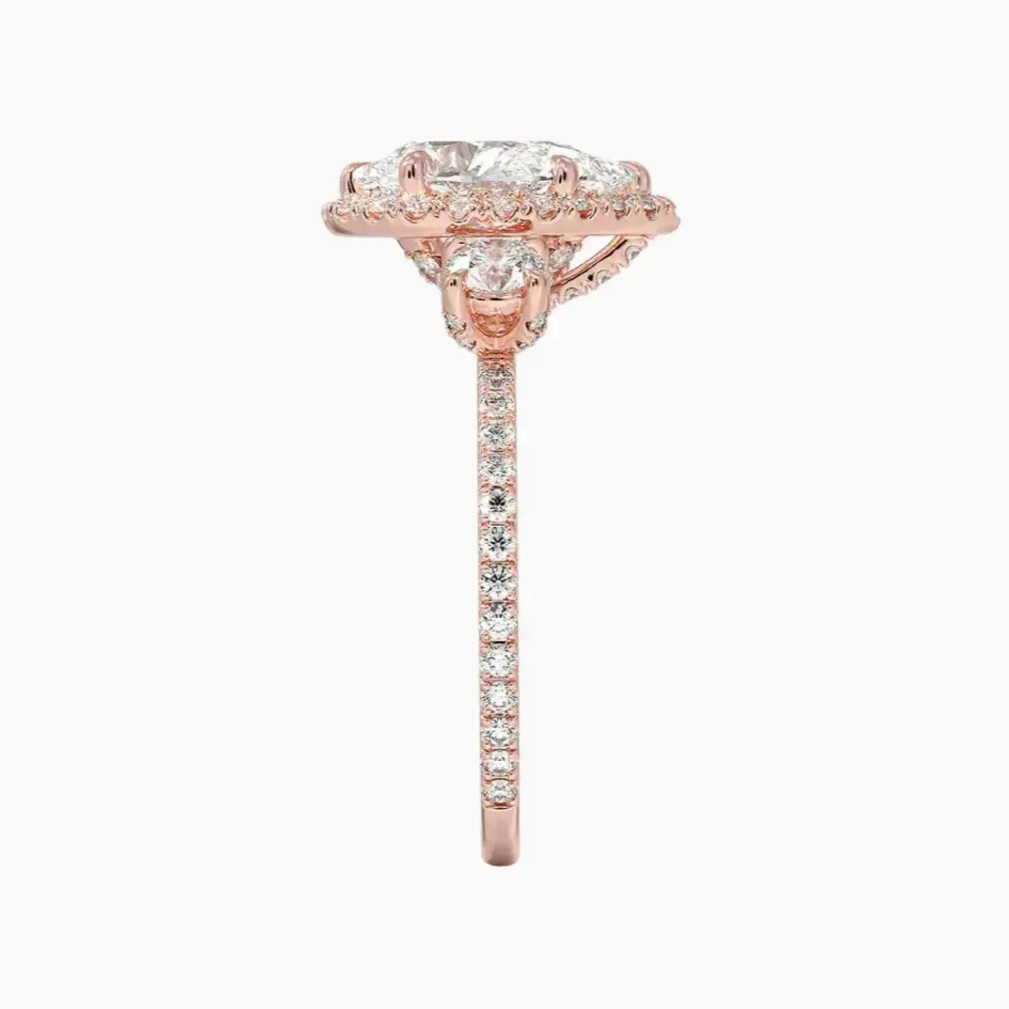 Brielle Pear Hidden Halo 3 Carat Lab Grown Diamond Engagement Ring in 18K Yellow Gold