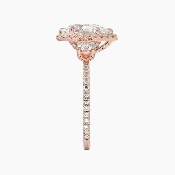 Brielle Pear Hidden Halo 3 Carat Lab Grown Diamond Engagement Ring in 18K White Gold