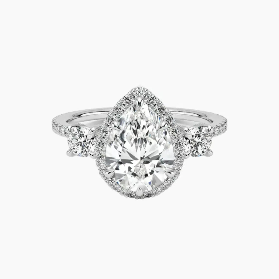 Brielle Pear Hidden Halo 3 Carat Lab Grown Diamond Engagement Ring in 18K Yellow Gold