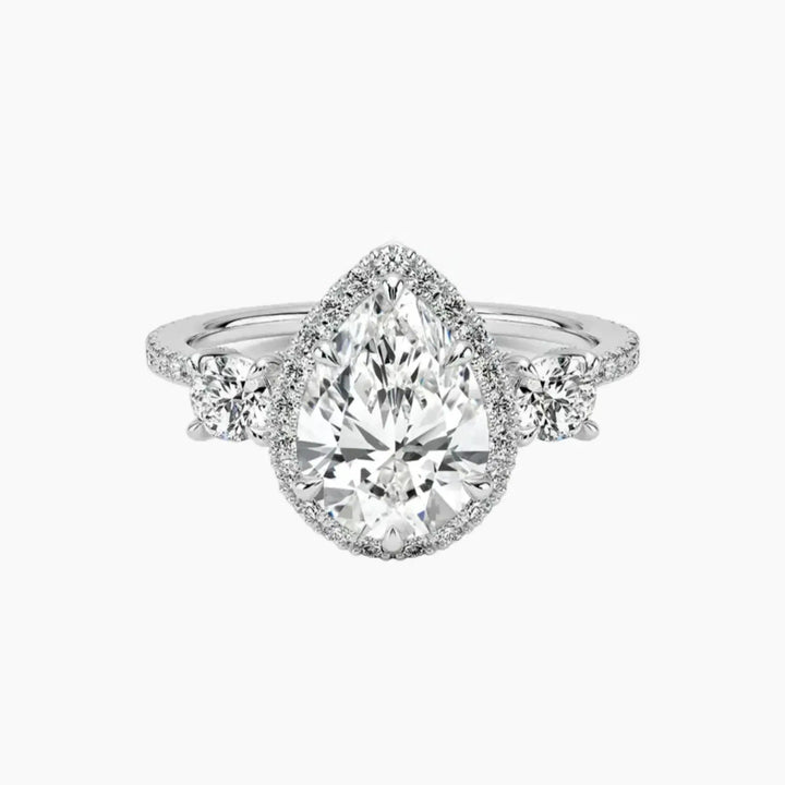 Brielle Pear Hidden Halo 1 Carat Lab Grown Diamond Engagement Ring in 14K White Gold