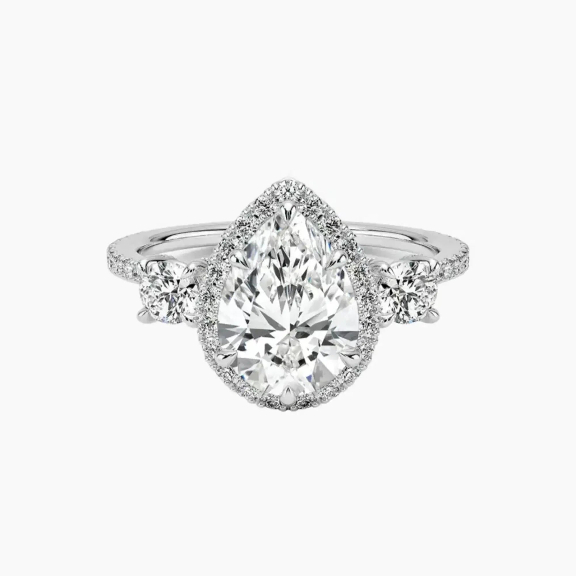 Brielle Pear Hidden Halo 1.5 Carat Lab Grown Diamond Engagement Ring in 14K Yellow Gold