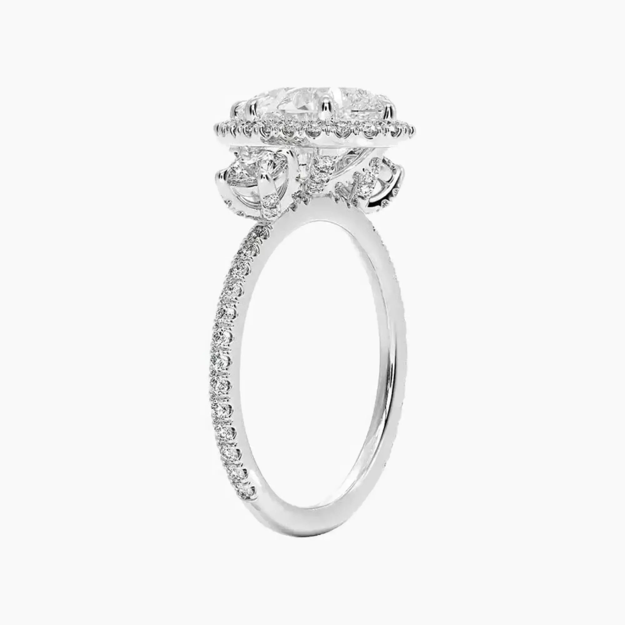 Brielle Pear Hidden Halo 3 Carat Lab Grown Diamond Engagement Ring in 14K Rose Gold