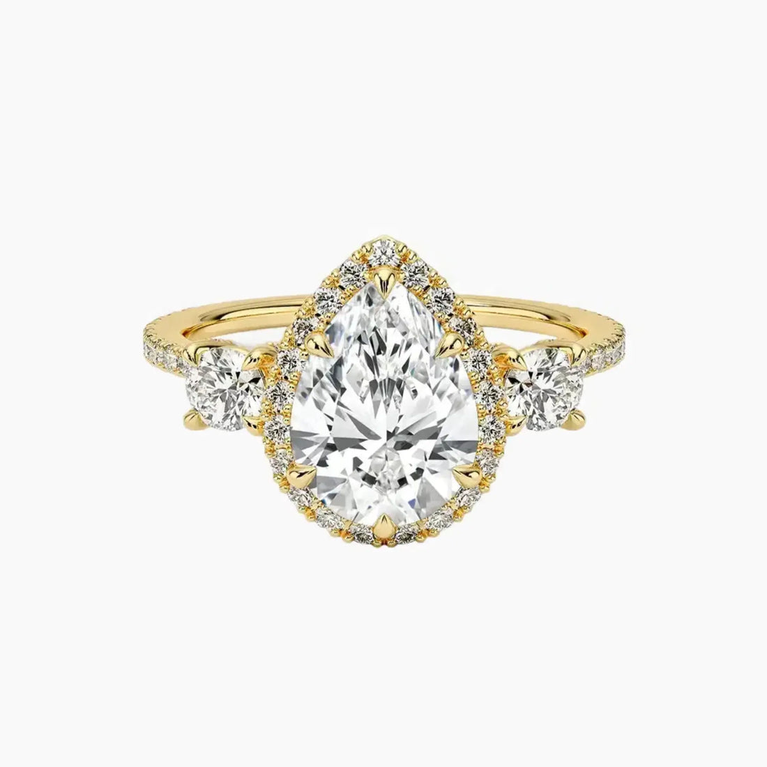 Brielle Pear Hidden Halo 1.5 Carat Lab Grown Diamond Engagement Ring in 14K Yellow Gold