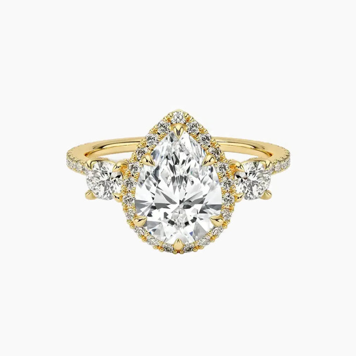 Brielle Pear Hidden Halo 1.5 Carat Lab Grown Diamond Engagement Ring in 14K Yellow Gold