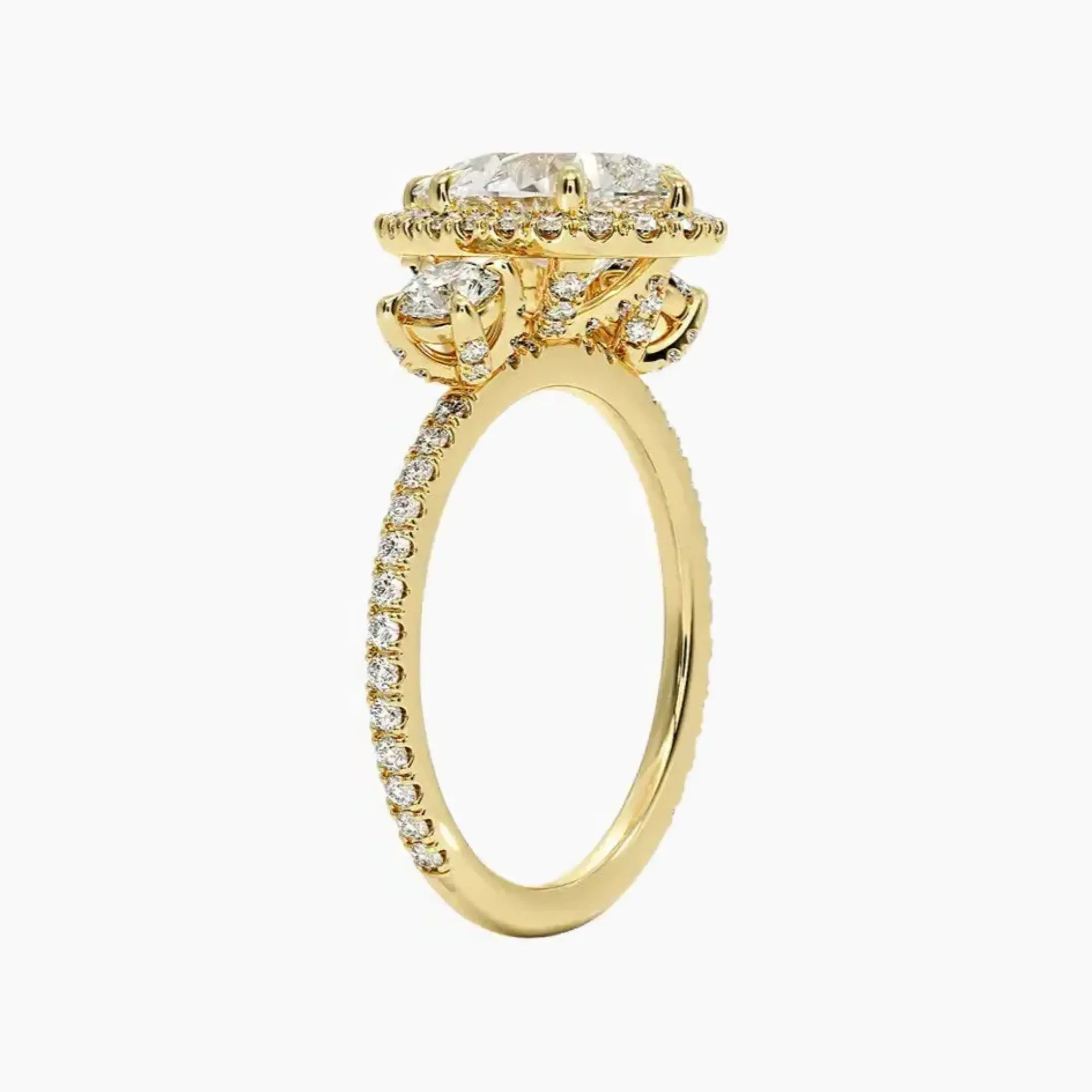 Brielle Pear Hidden Halo 3 Carat Lab Grown Diamond Engagement Ring in 14K Rose Gold