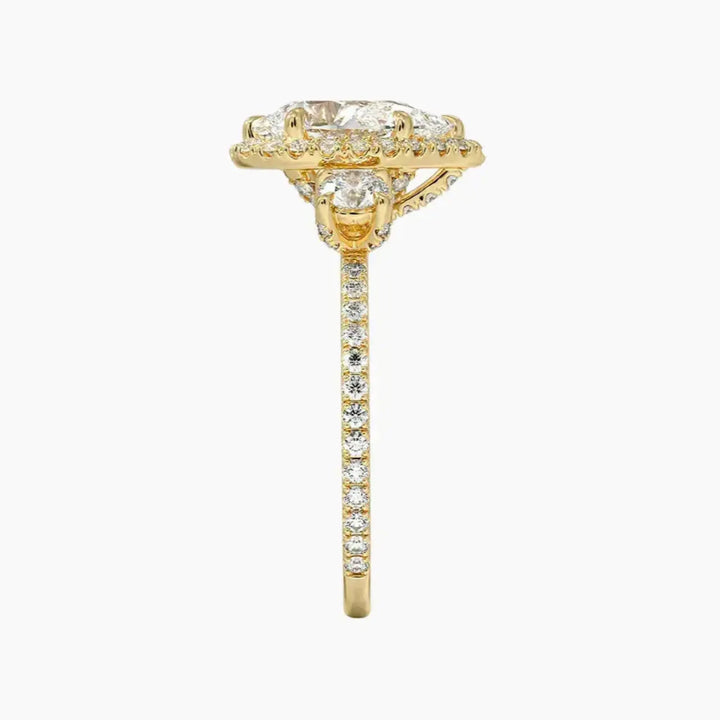 Brielle Pear Hidden Halo 1 Carat Lab Grown Diamond Engagement Ring in 14K Rose Gold