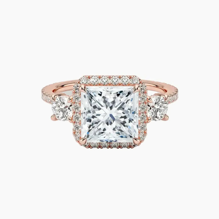 Brielle Princess Hidden Halo 1.5 Carat Lab Grown Diamond Engagement Ring in 14K Rose Gold