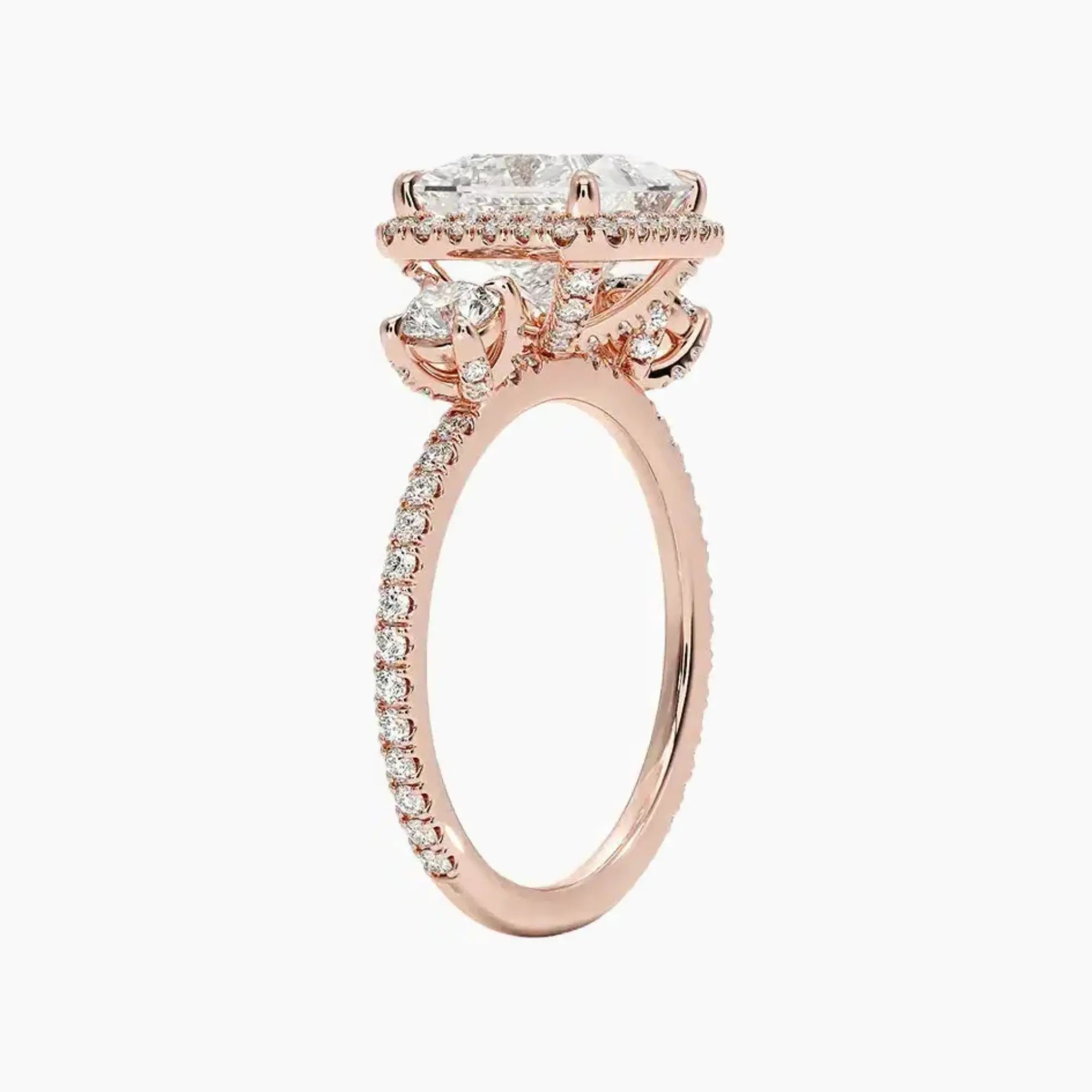 Brielle Princess Hidden Halo 3 Carat Lab Grown Diamond Engagement Ring in 14K Rose Gold