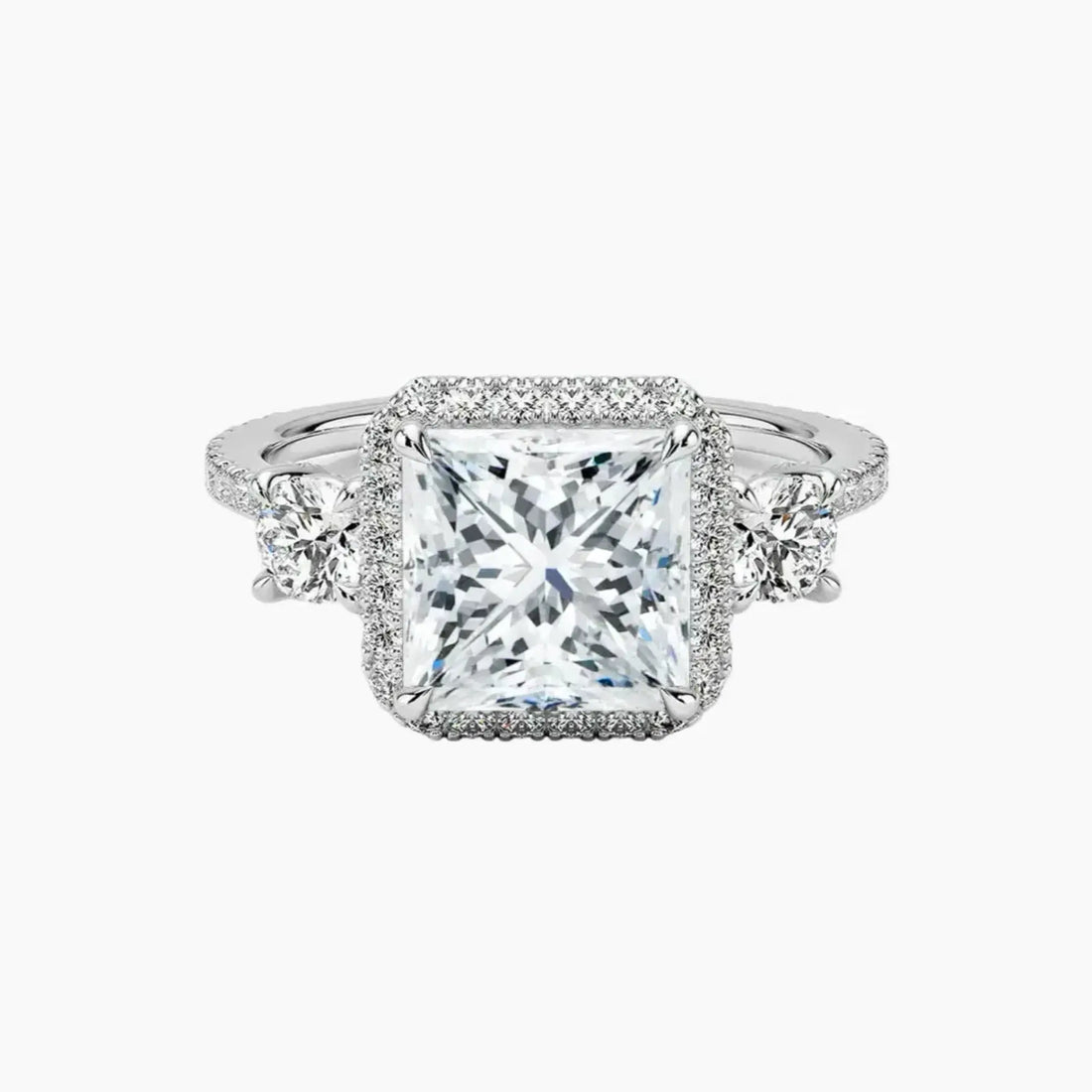 Brielle Princess Hidden Halo 1.5 Carat Lab Grown Diamond Engagement Ring in 14K White Gold
