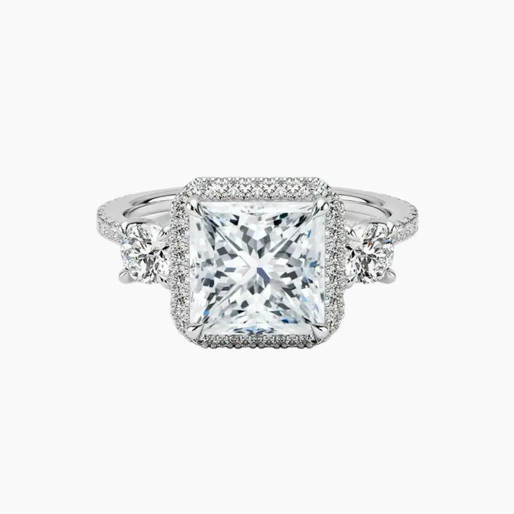 Brielle Princess Hidden Halo 1.5 Carat Lab Grown Diamond Engagement Ring in 18K White Gold