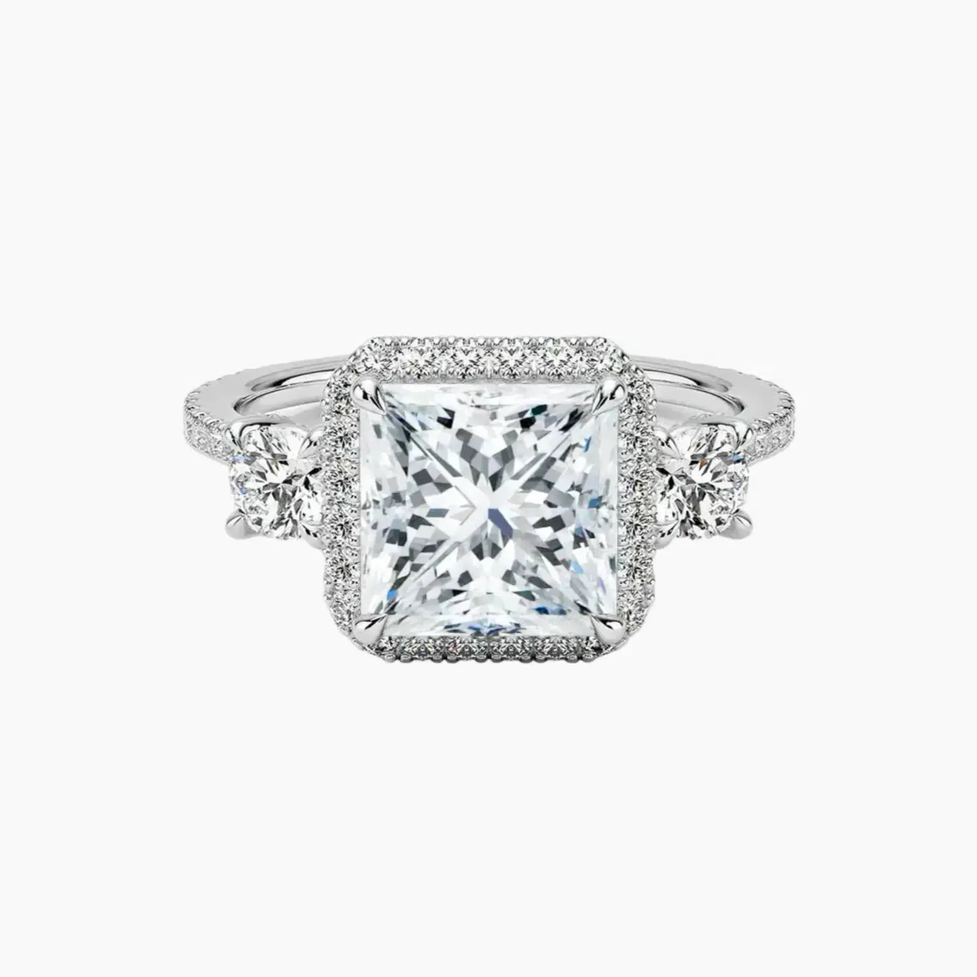Brielle Princess Hidden Halo 2 Carat Lab Grown Diamond Engagement Ring in 18K Rose Gold