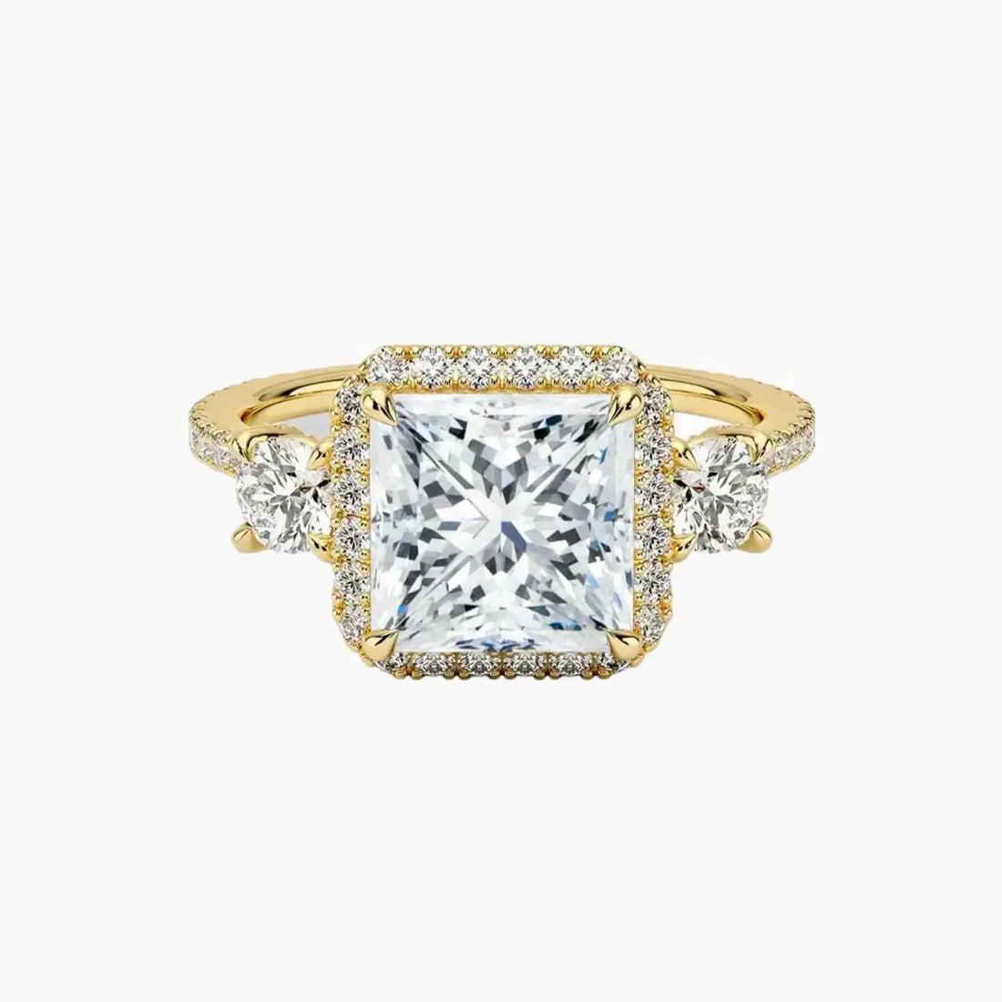 Brielle Princess Hidden Halo 2.5 Carat Lab Grown Diamond Engagement Ring in 14K Yellow Gold