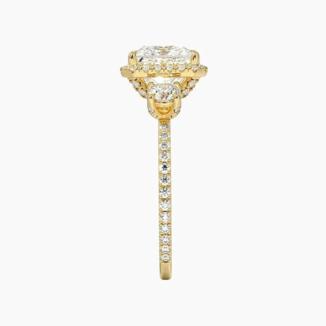 Brielle Princess Hidden Halo 1.5 Carat Lab Grown Diamond Engagement Ring in 14K Yellow Gold