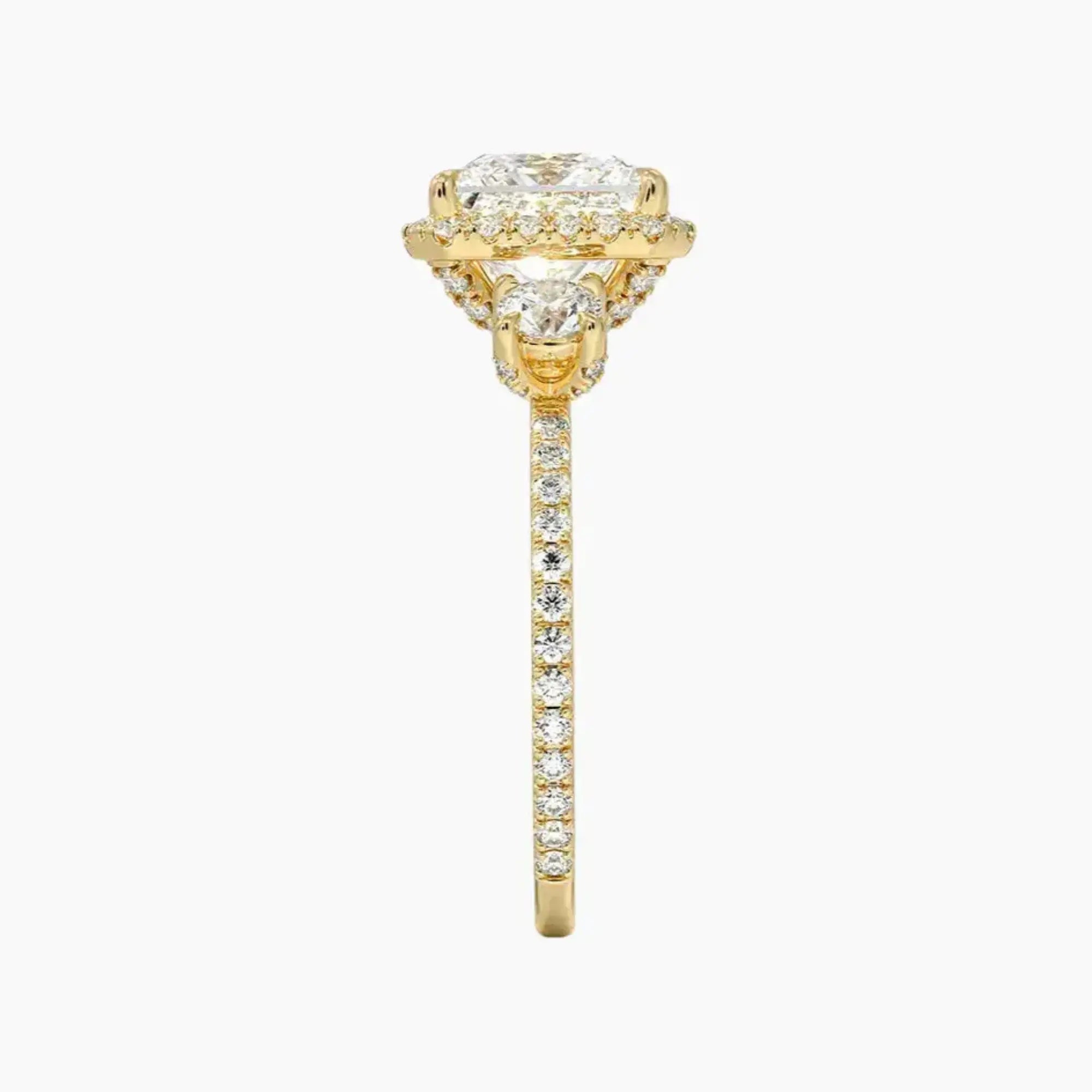 Brielle Princess Hidden Halo 2 Carat Lab Grown Diamond Engagement Ring in 14K Yellow Gold