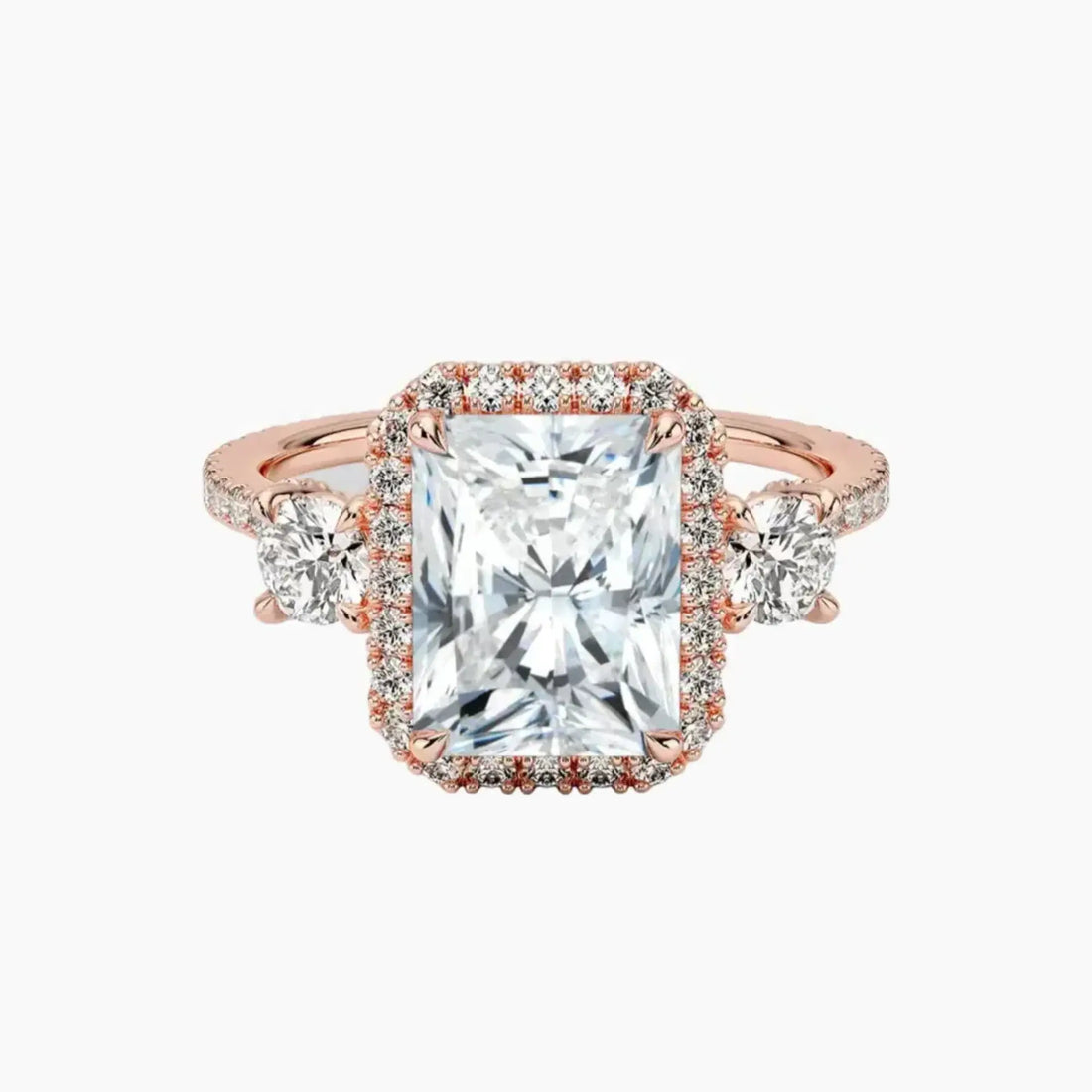 Brielle Radiant Hidden Halo 1 Carat Lab Grown Diamond Engagement Ring in 18K Rose Gold