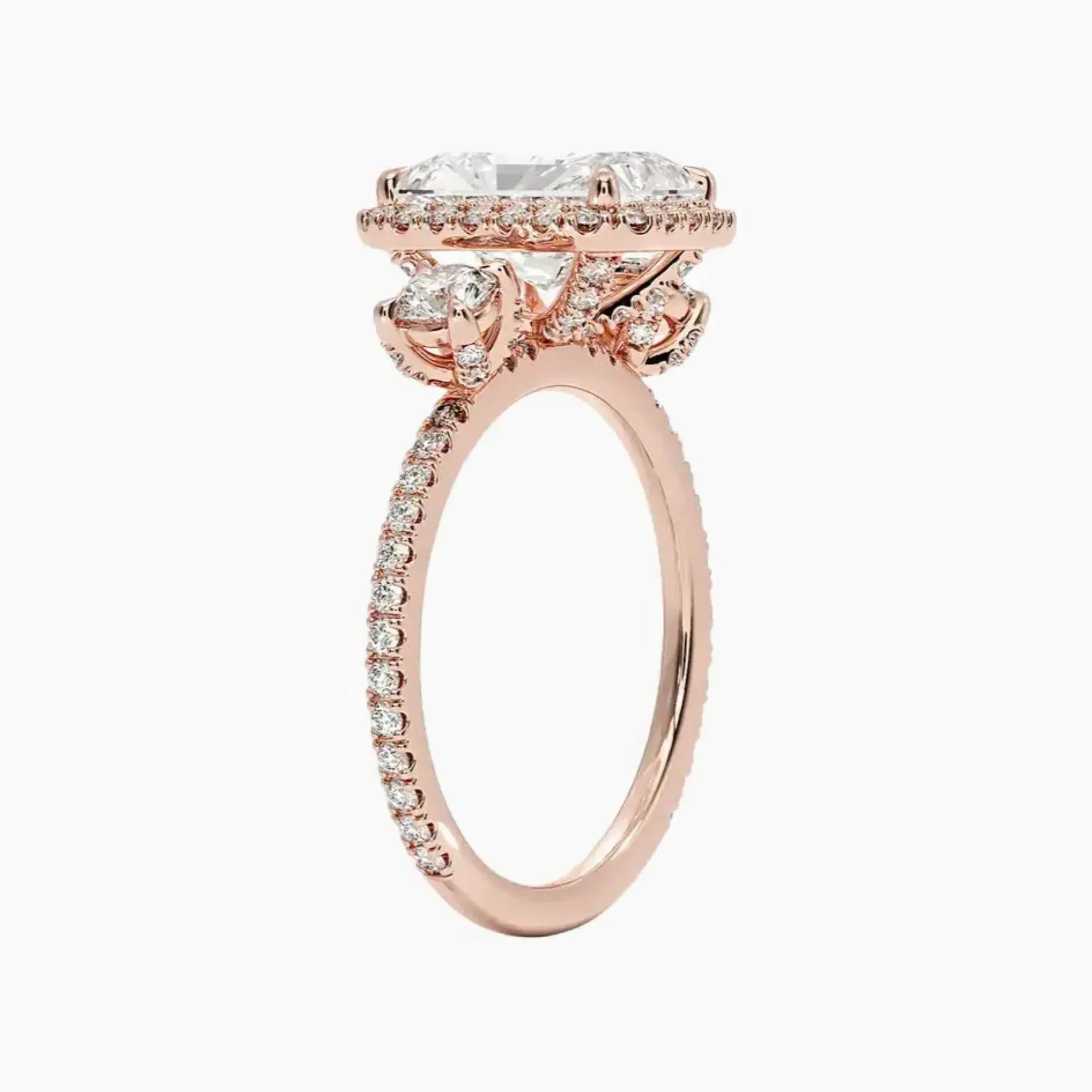 Brielle Radiant Hidden Halo 1 Carat Lab Grown Diamond Engagement Ring in 14K Rose Gold