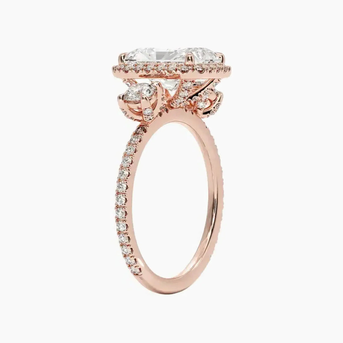 Brielle Radiant Hidden Halo 2.5 Carat Lab Grown Diamond Engagement Ring in 18K Yellow Gold