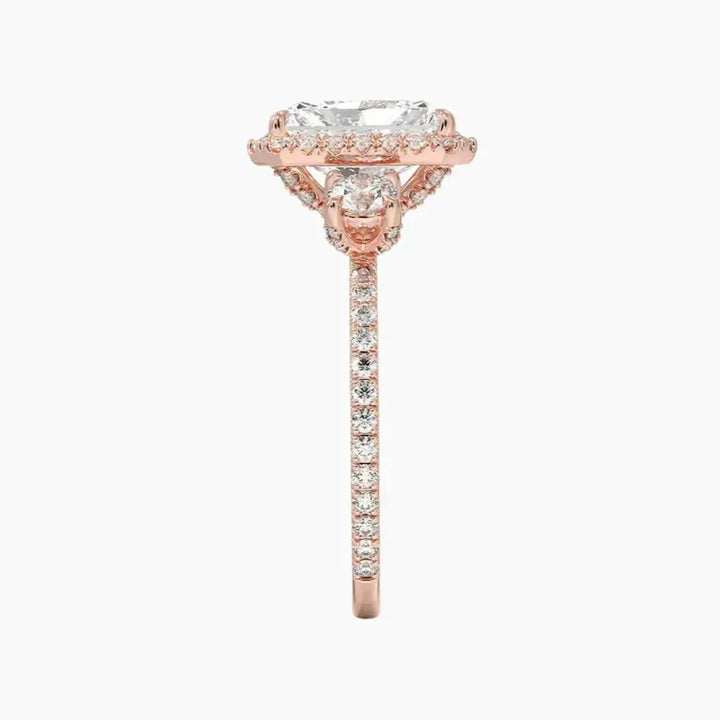 Brielle Radiant Hidden Halo 1.5 Carat Lab Grown Diamond Engagement Ring in 18K Yellow Gold