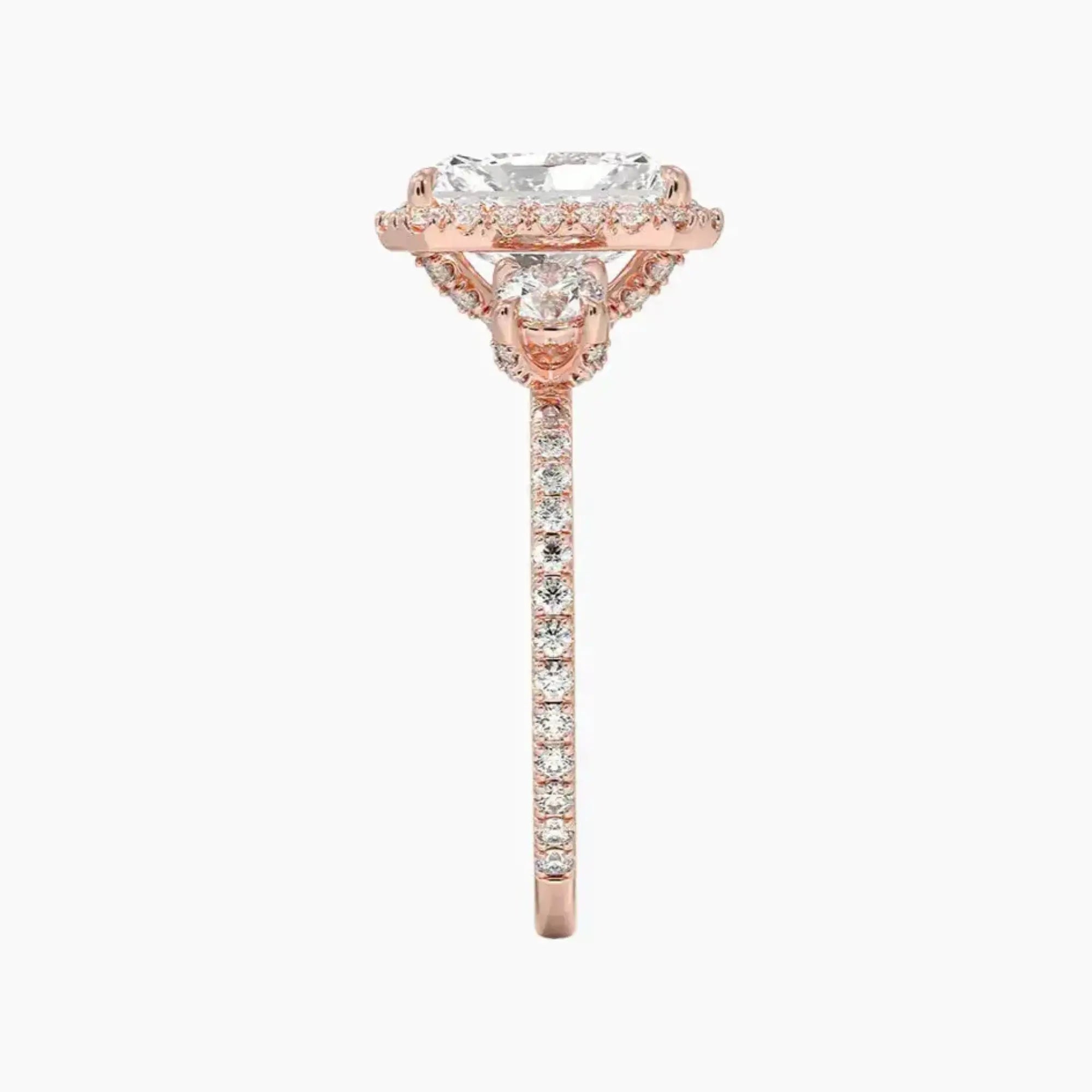 Brielle Radiant Hidden Halo Diamond Ring Setting in 14K Yellow Gold