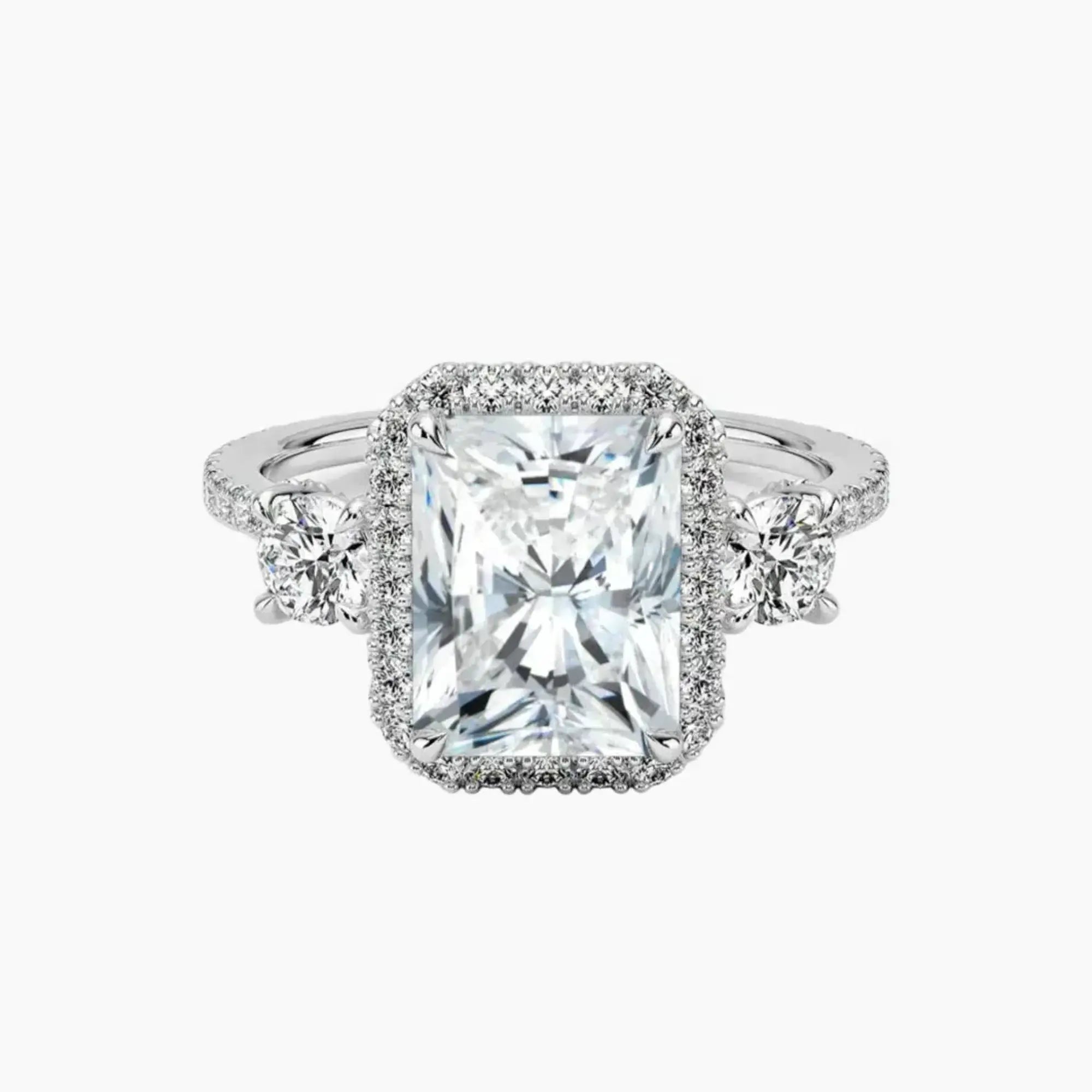 Brielle Radiant Hidden Halo 2.5 Carat Lab Grown Diamond Engagement Ring in 18K Yellow Gold