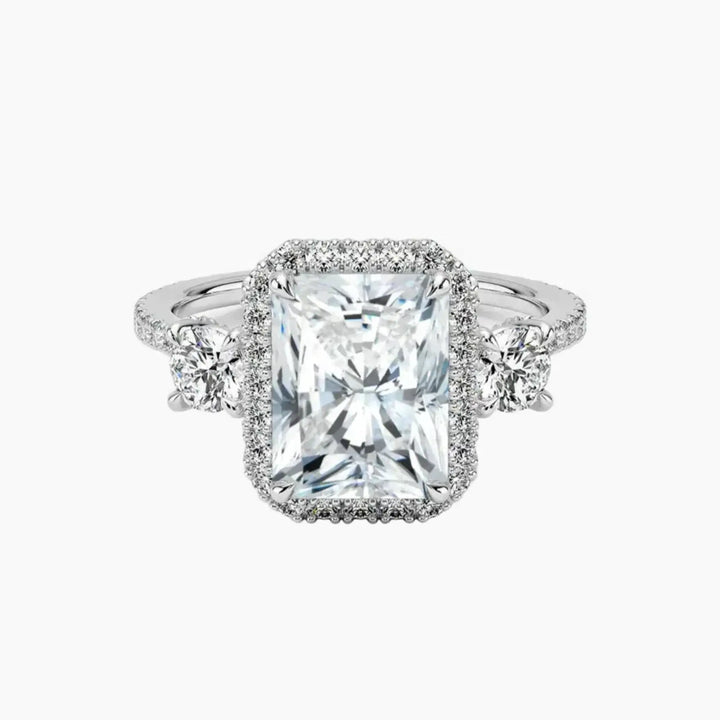 Brielle Radiant Hidden Halo 1 Carat Lab Grown Diamond Engagement Ring in 14K White Gold