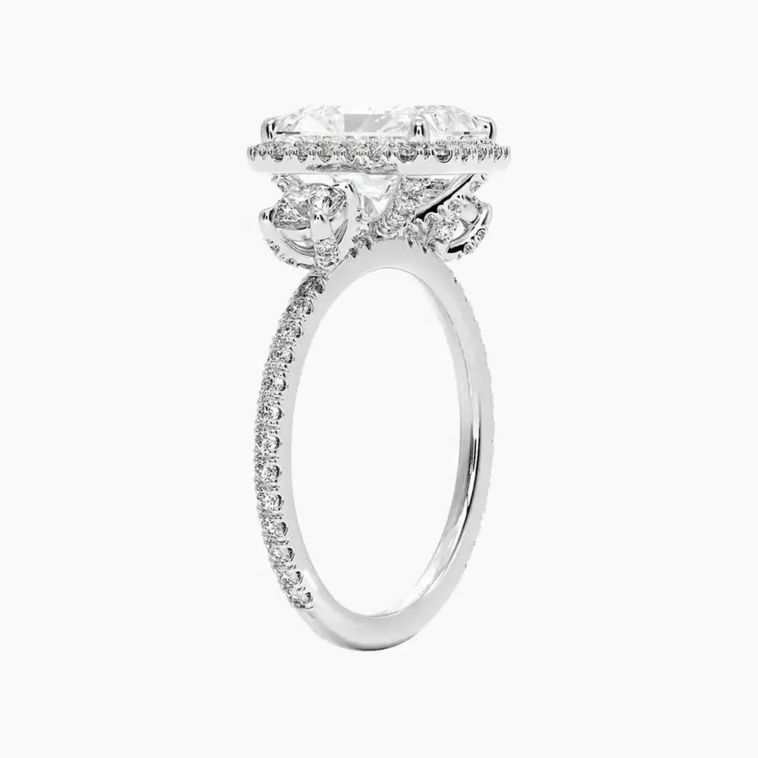 Brielle Radiant Hidden Halo 2.5 Carat Lab Grown Diamond Engagement Ring in 14K Rose Gold
