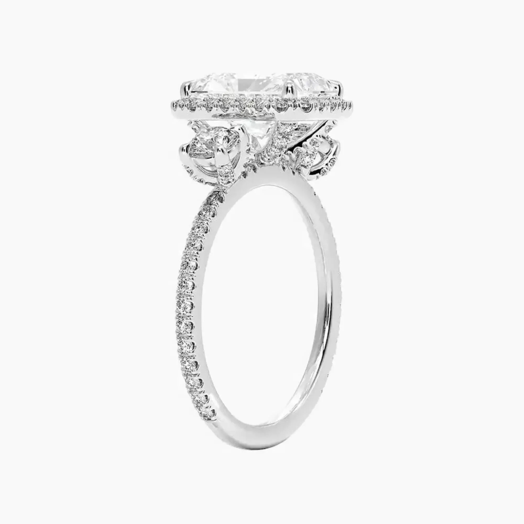 Brielle Radiant Hidden Halo 3 Carat Lab Grown Diamond Engagement Ring in 18K Rose Gold