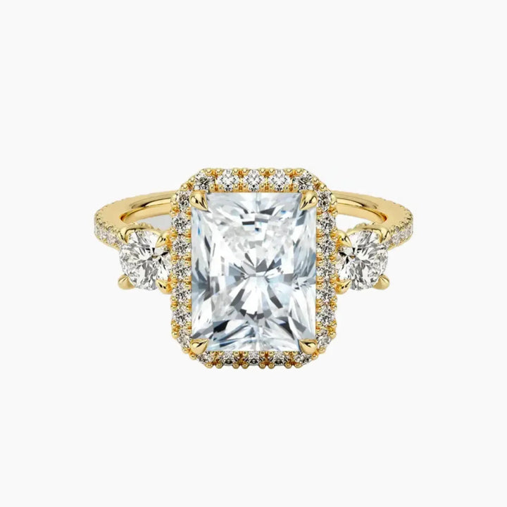 Brielle Radiant Hidden Halo 2.5 Carat Lab Grown Diamond Engagement Ring in 18K Yellow Gold