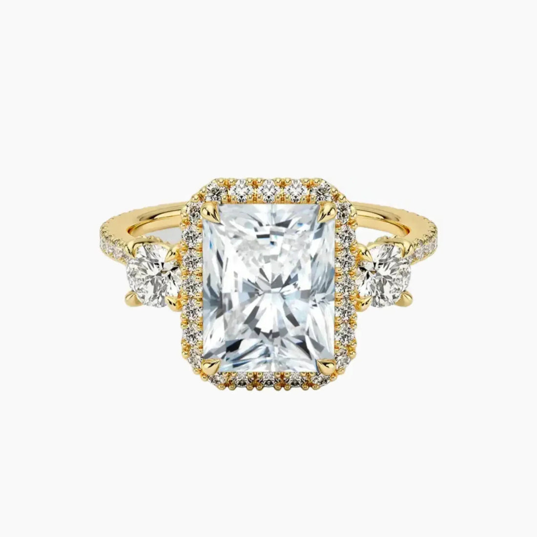 Brielle Radiant Hidden Halo 1.5 Carat Lab Grown Diamond Engagement Ring in 18K Yellow Gold