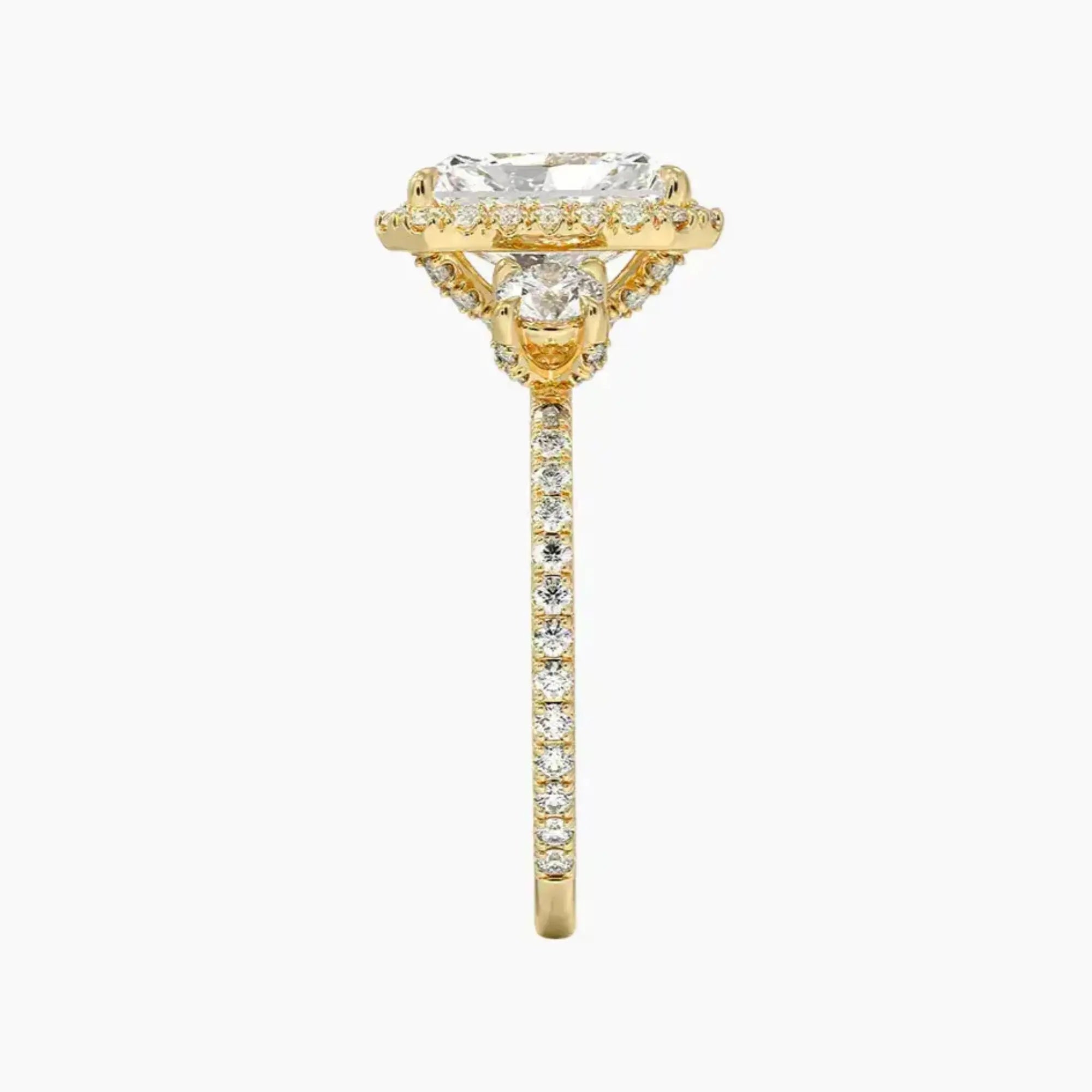Brielle Radiant Hidden Halo 1.5 Carat Lab Grown Diamond Engagement Ring in 18K Rose Gold