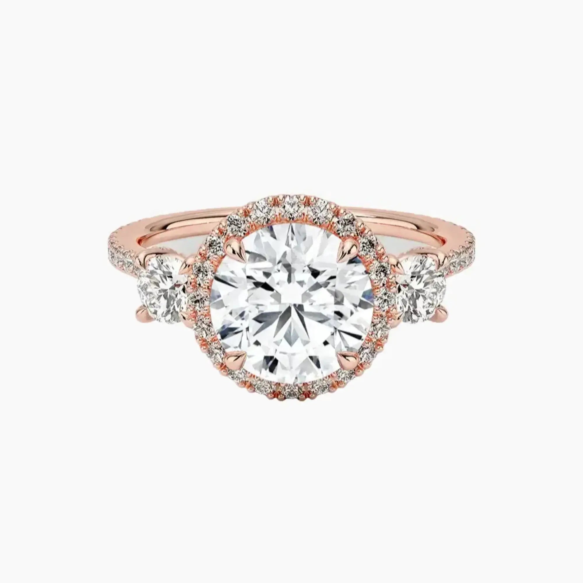 Brielle Round Hidden Halo 1.5 Carat Lab Grown Diamond Engagement Ring in 18K Rose Gold