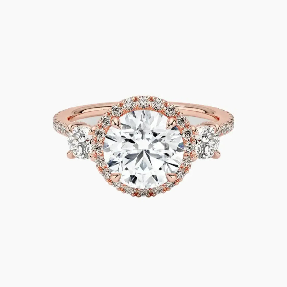 Brielle Round Hidden Halo 1.5 Carat Lab Grown Diamond Engagement Ring in 18K Rose Gold
