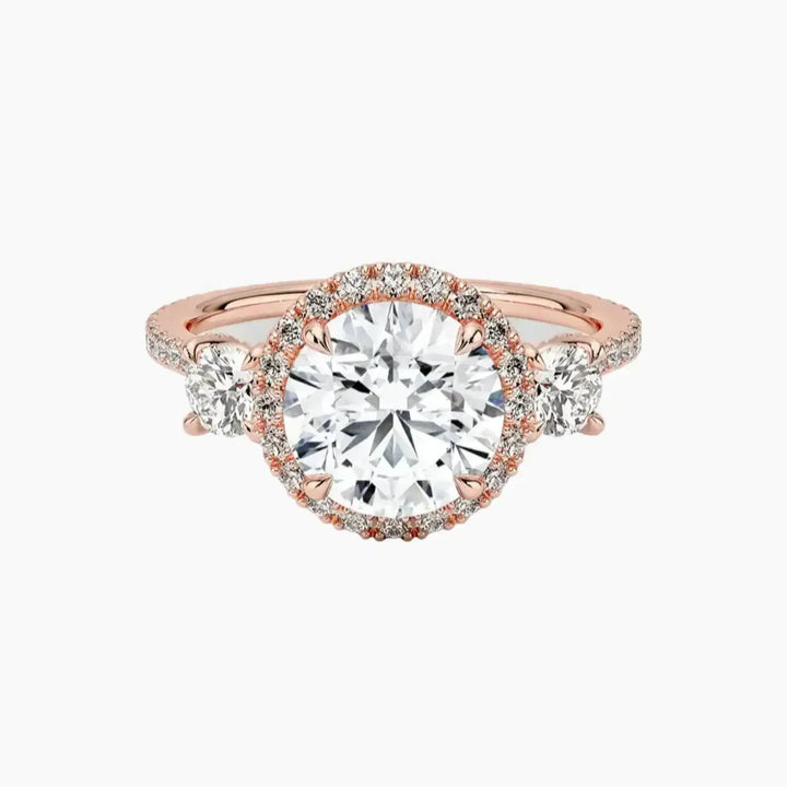 Brielle Round Hidden Halo 2.5 Carat Lab Grown Diamond Engagement Ring in 18K Rose Gold