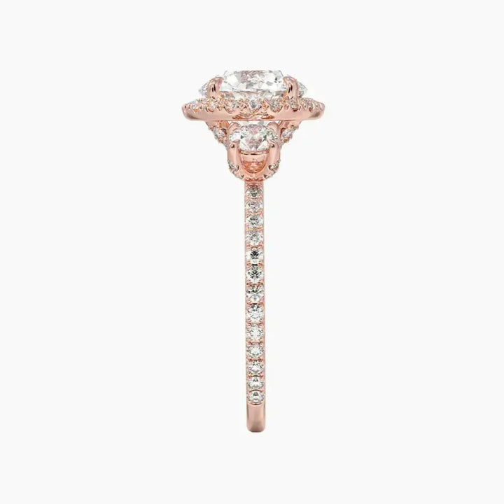 Brielle Round Hidden Halo 3 Carat Lab Grown Diamond Engagement Ring in 18K Yellow Gold