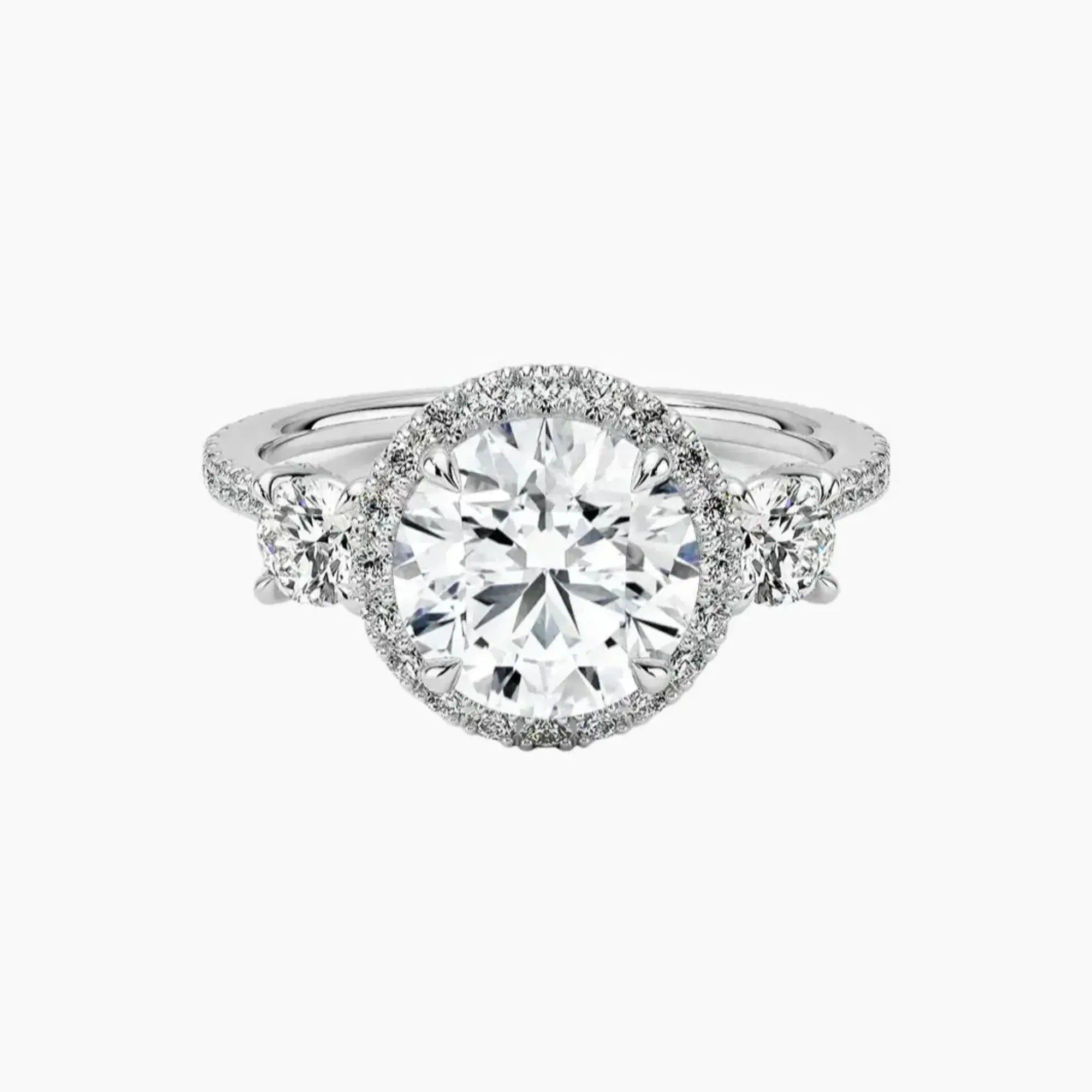 Brielle Round Hidden Halo 2.5 Carat Lab Grown Diamond Engagement Ring in 18K White Gold