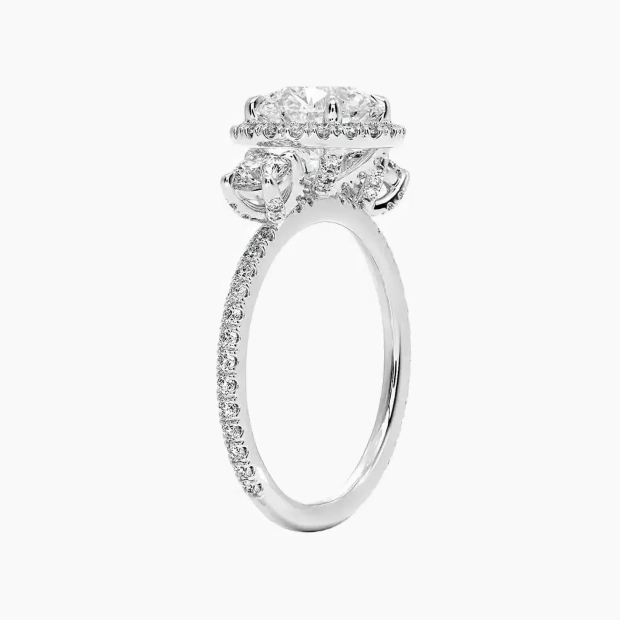 Brielle Round Hidden Halo 2.5 Carat Lab Grown Diamond Engagement Ring in 14K White Gold