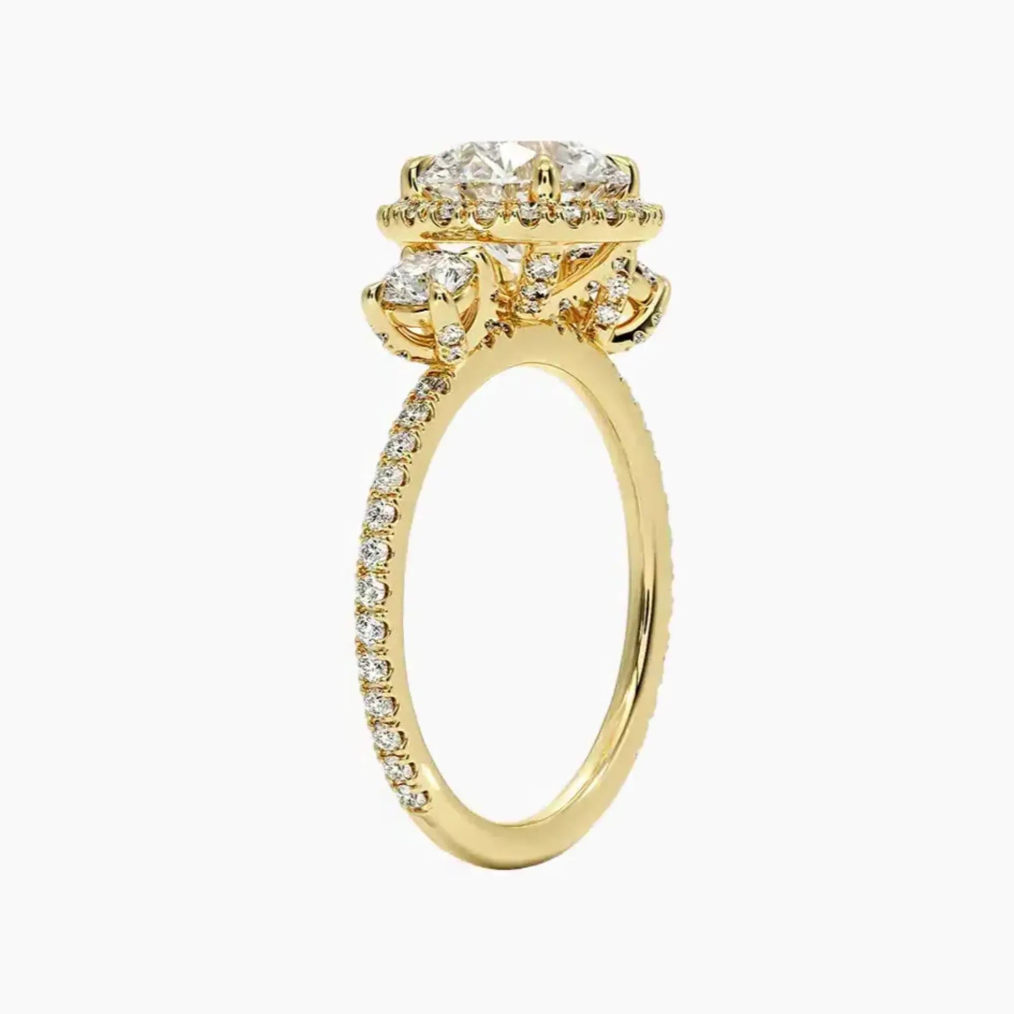 Brielle Round Hidden Halo 1.5 Carat Lab Grown Diamond Engagement Ring in 14K Yellow Gold