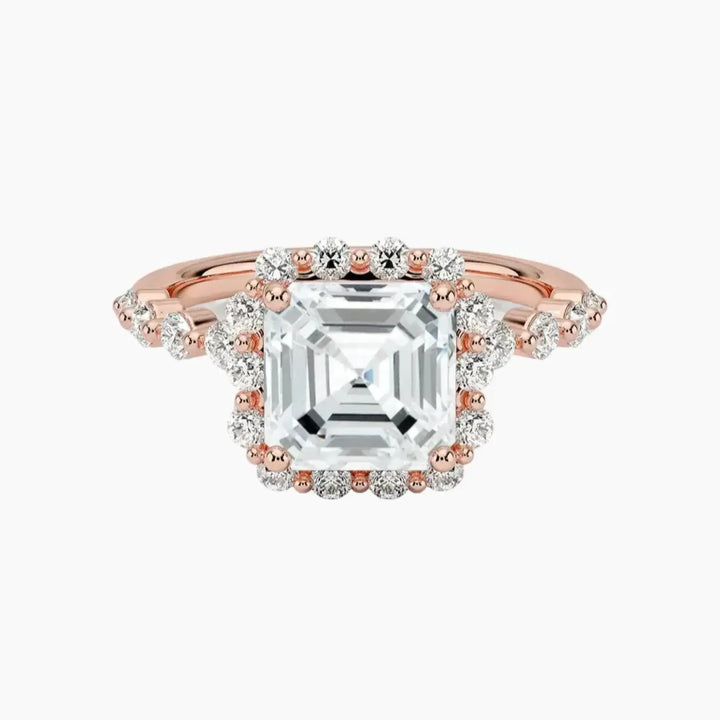 Anthea Asscher Designer 3 Carat Lab Grown Diamond Engagement Ring in 18K Rose Gold