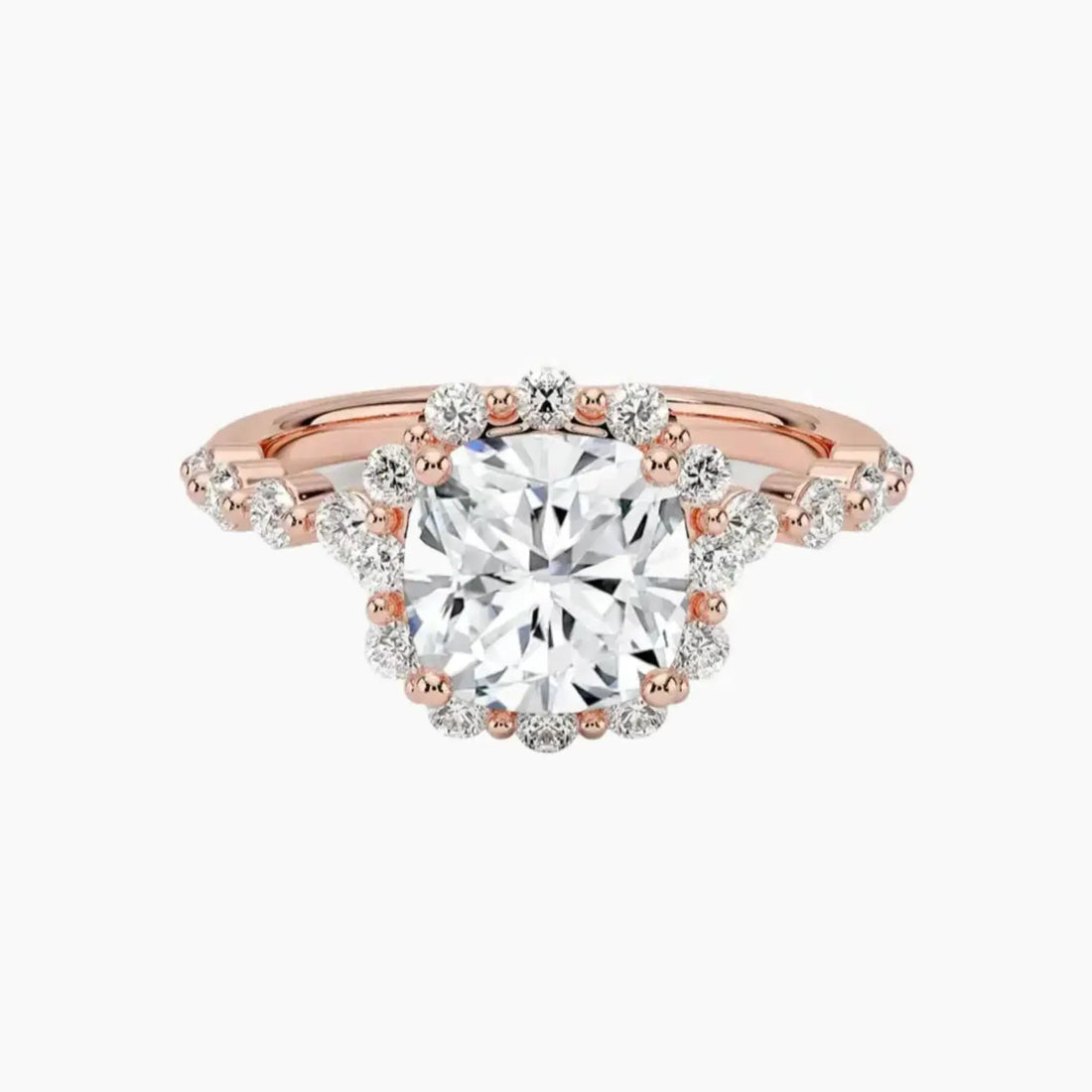 Anthea Cushion Designer 3 Carat Lab Grown Diamond Engagement Ring in 18K Yellow Gold