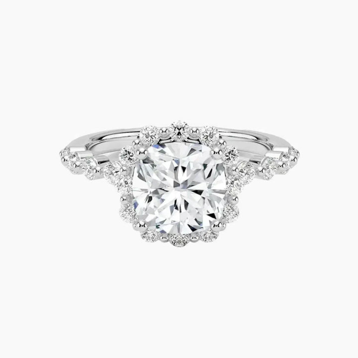 Anthea Cushion Designer 3 Carat Lab Grown Diamond Engagement Ring in 14K White Gold