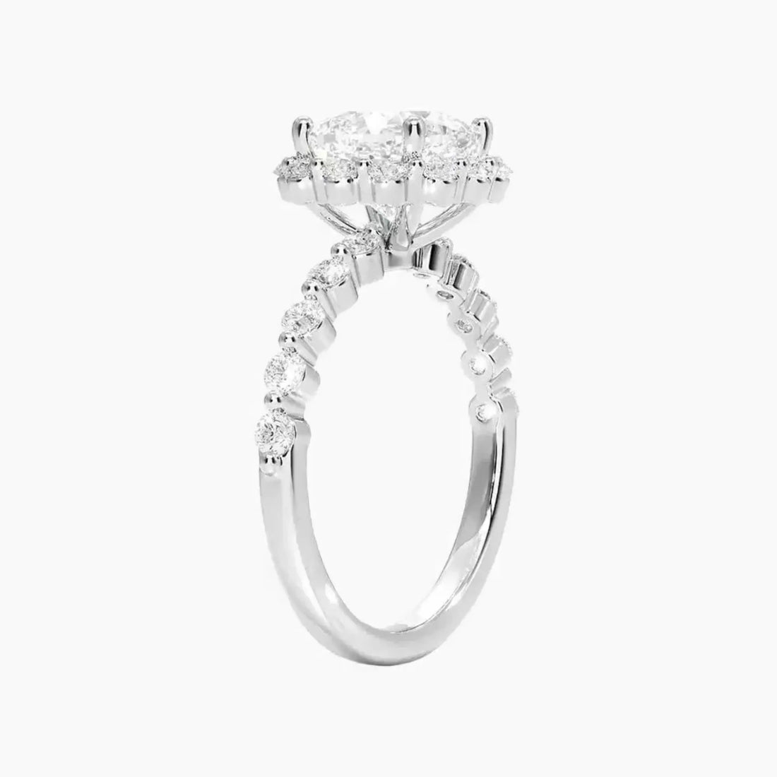 Anthea Cushion Designer 3 Carat Lab Grown Diamond Engagement Ring in 14K White Gold