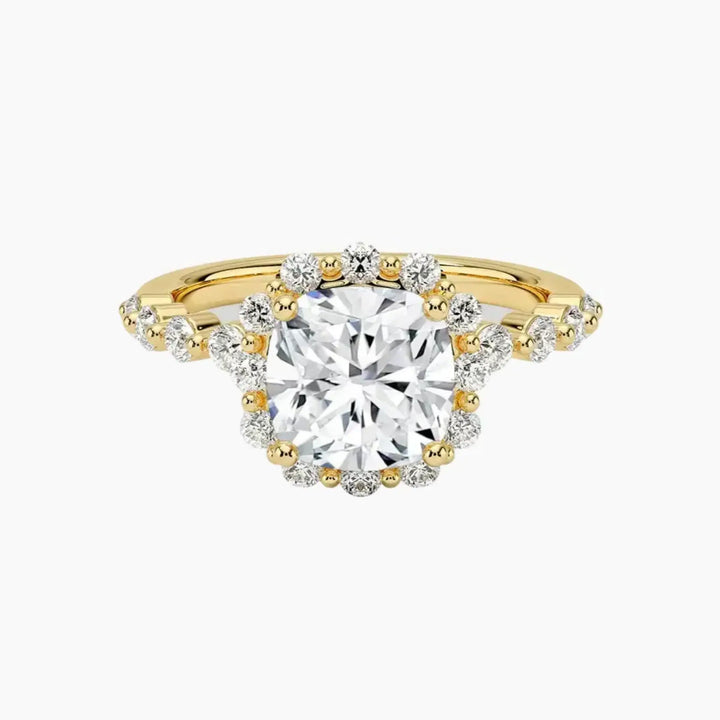 Anthea Cushion Designer 2.5 Carat Lab Grown Diamond Engagement Ring in 18K Yellow Gold