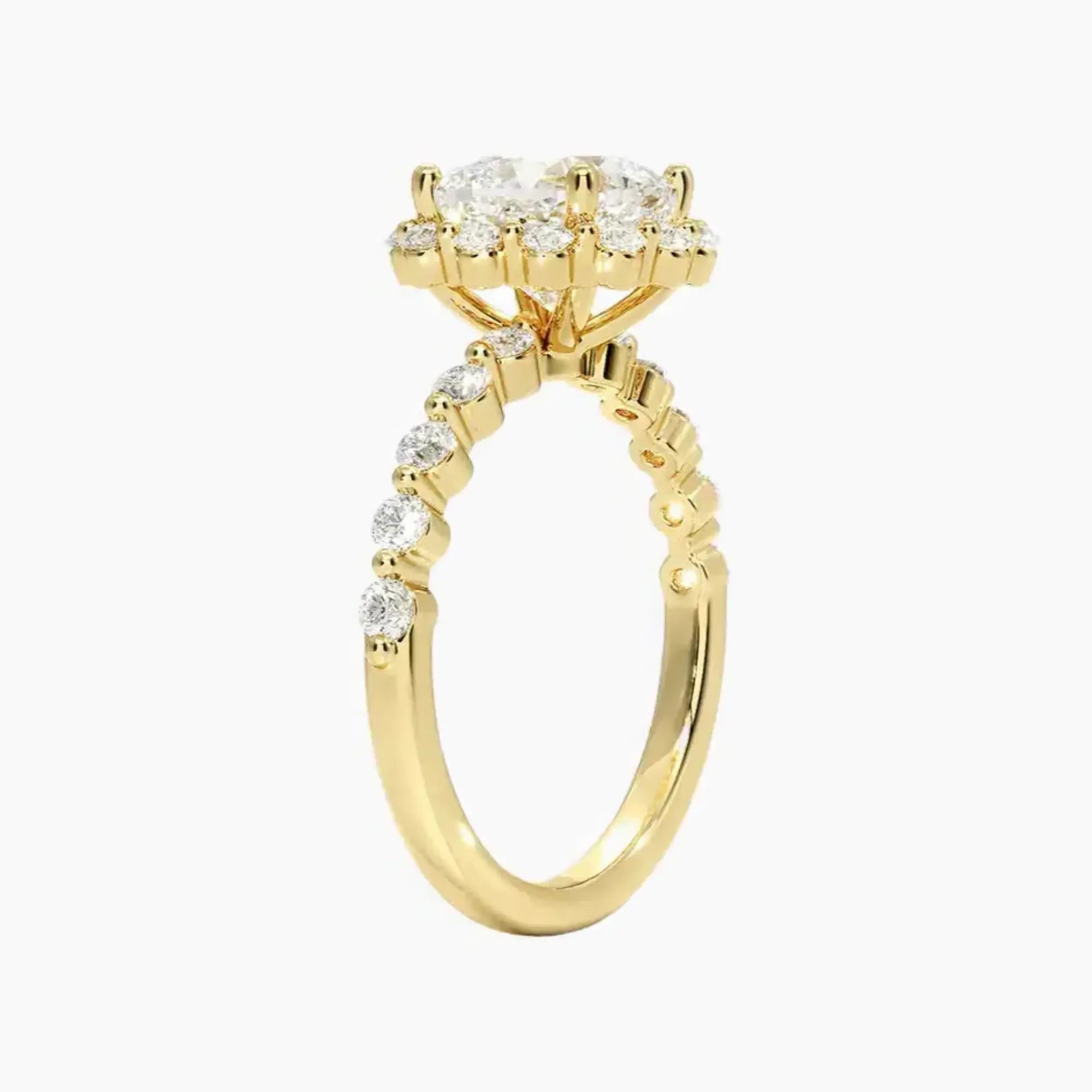 Anthea Cushion Designer 3 Carat Lab Grown Diamond Engagement Ring in 14K Rose Gold